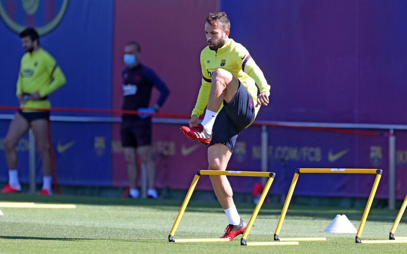 Jordi Alba during a training session at Ciutat Esportiva Joan Gamper. Getty Images