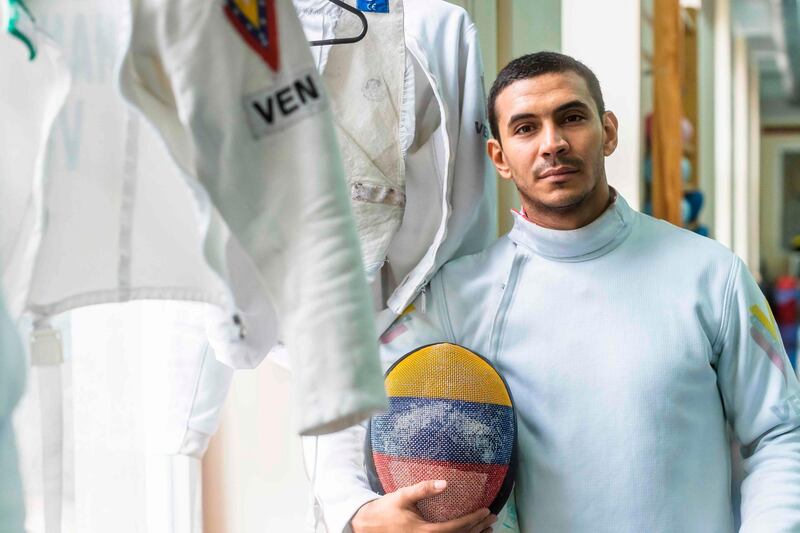 Venezuelan high-performance epee fencer and London Olympics golden medalist Ruben Limardo Gascon after a training session in Lodz, central Poland. AFP