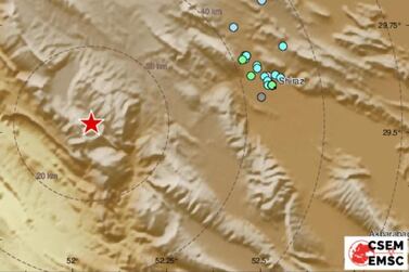 The earthquake map according to the Euro-Mediterranean Seismological Centre.  