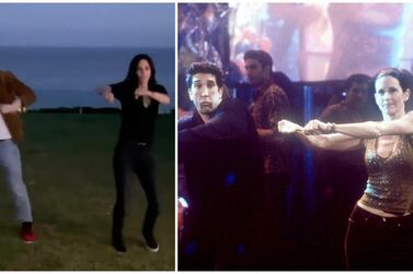 Ed Sheeran and Courteney Cox recreated Ross and Monica's famous dance routine from 'Friends' series six episode, 'The One With the Routine'. 