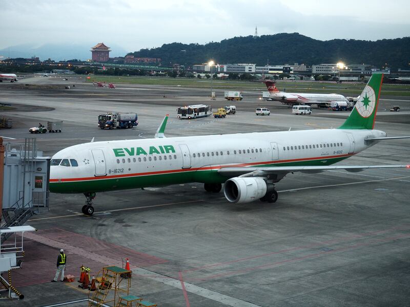 A passenger jet of Taiwan's EVA Air at the Taipei Songshan Airport in Taiwan. EPA