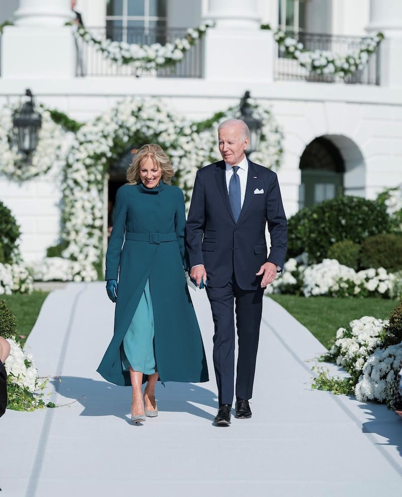 Mr Biden and his wife Jill arrive for the wedding of their granddaughter. Photo: Corbin Gurkin