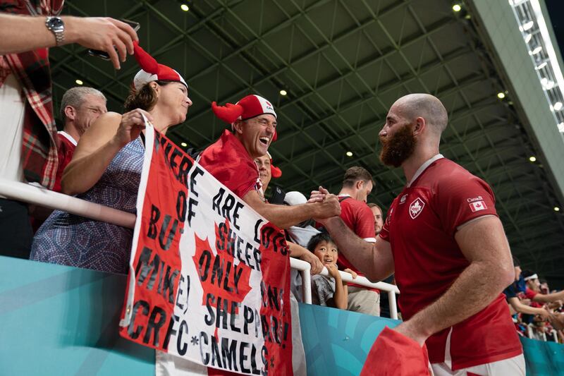 Canadian fans were out in full support in Fukuoka. EPA