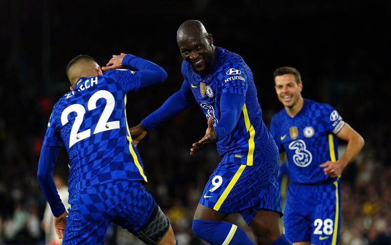 Chelsea's Romelu Lukaku celebrates scoring their third goal. PA