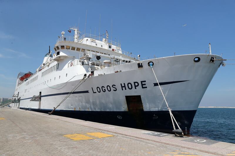 The 'Logos Hope', the world’s largest floating book fair, is at Port Rashid in Dubai until April 23. All Photos: Pawan Singh / The National