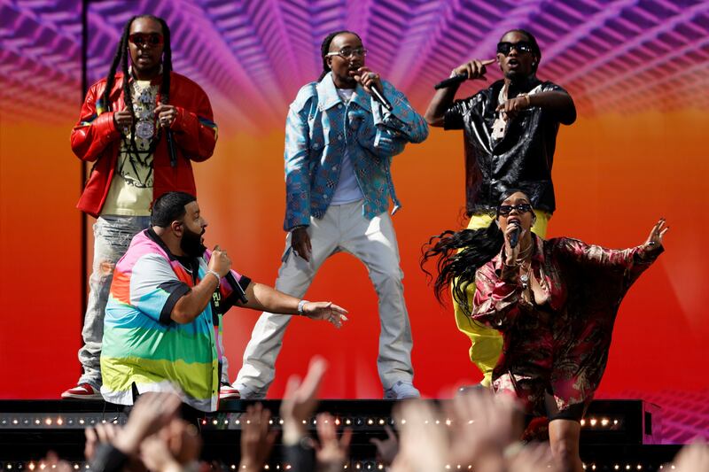 DJ Khaled, H.E.R and Migos perform at the 2021 Billboard Music Awards on May 23. Reuters 