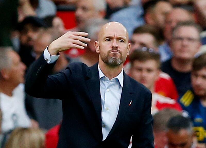 Manchester United manager Erik ten Hag watches the action unfold. Reuters