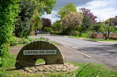 A sign for the village is pictured in the village of Linton-on-Ouse, near York in northern England on May 4. AFP