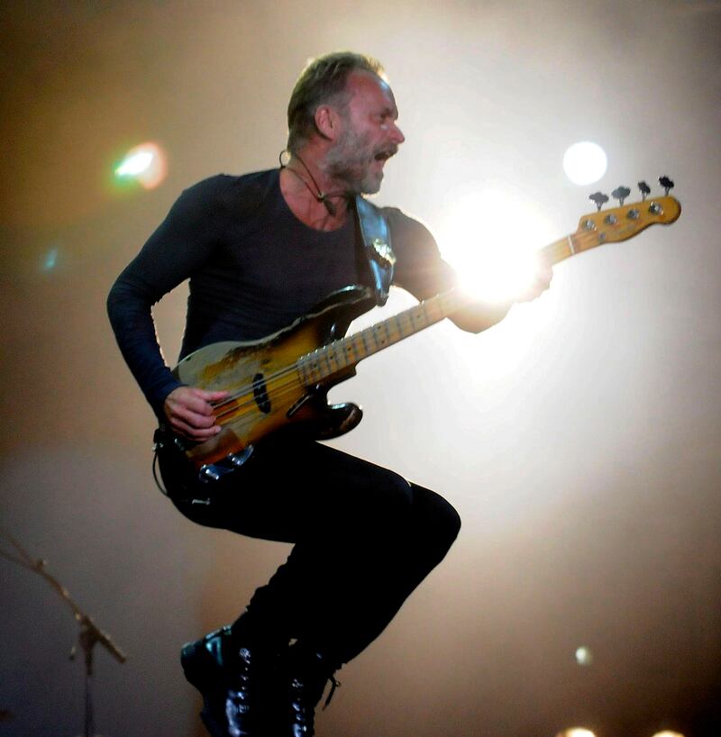 Sting during a Police performance on stage at Rock in Rio Festival, in Madrid, Spain, on July 5, 2008. EPA