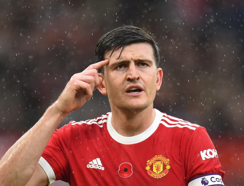 Manchester United's Harry Maguire in action against Manchester City on November 6. EPA