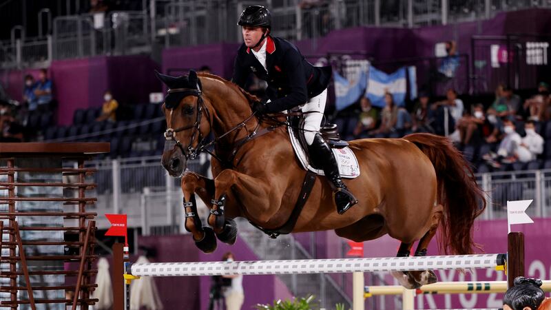 Ben Maher of Britain on his horse Explosion.