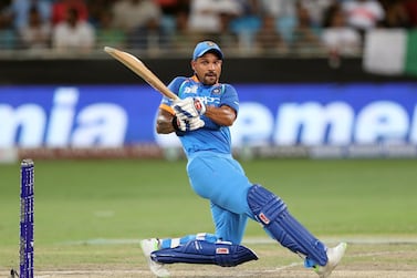 Shikhar Dhawan in action during his innings.