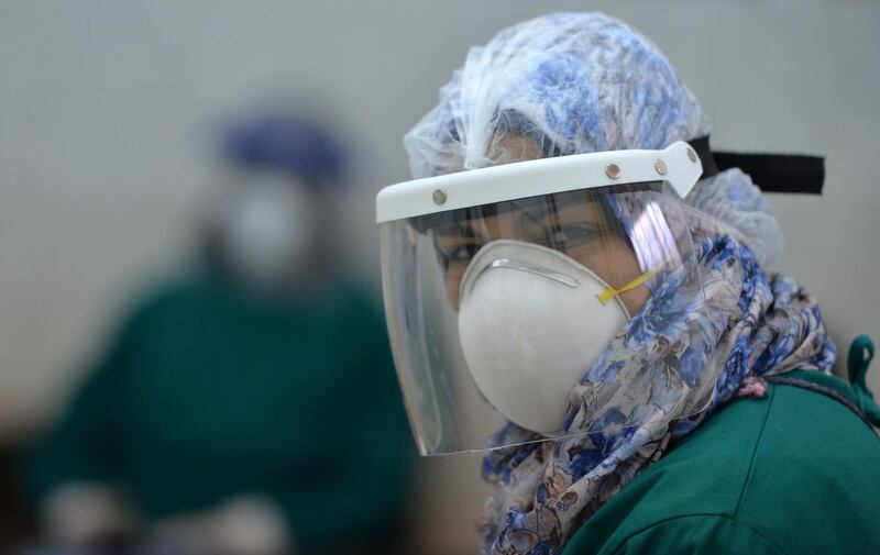 A member of the medical staff at the infectious diseases unit of the Imbaba hospital in Cairo. AFP
