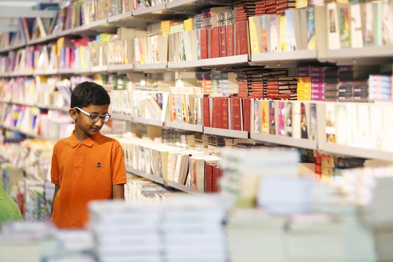 SHARJAH , UNITED ARAB EMIRATES – Nov 4 , 2015 : Different types of books on display at the book stall on the first day of Sharjah International Book Fair at Expo Centre in Sharjah. ( Pawan Singh / The National ) For News *** Local Caption ***  PS0411- BOOK FAIR03.jpg