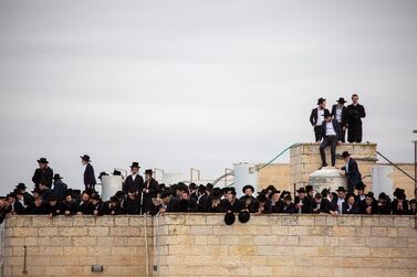 Ultra-Orthodox Jews participate in the funeral for prominent rabbi Meshulam Soloveitchik, in Jerusalem. AP