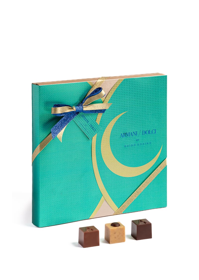 Armani/Dolci Ramadan pralines chocolate gift box, Dh415, Armani/Dolci. Photo: Giorgio Armani