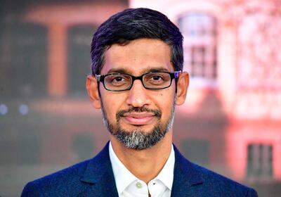(FILES) In this file photo taken on January 22, 2019 Google CEO Sundar Pichai poses during the opening day of a new Berlin office of US internet search giant Google in Berlin. Taking the reins as chief executive of Google parent Alphabet, the soft-spoken, Indian-born Sundar Pichai faces a host of challenges at one of the world's most valuable companies, which has become besieged by activists and political leaders.The 47-year-old Pichai, who will remain as Google CEO in addition to taking up the new post, is seen as a steadying influence at a time when the Silicon Valley titan faces an onslaught from regulators and others.
 / AFP / Tobias SCHWARZ
