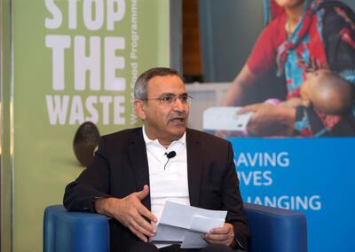 Dubai, United Arab Emirates -Mageed Yahia,  Director of WFP office in the UAE & Representative to the GCC speakiing  at World Food Programme Stop the Waste campaign at Jumeirah Beach Hotel, Dubai.  Leslie Pableo for The National