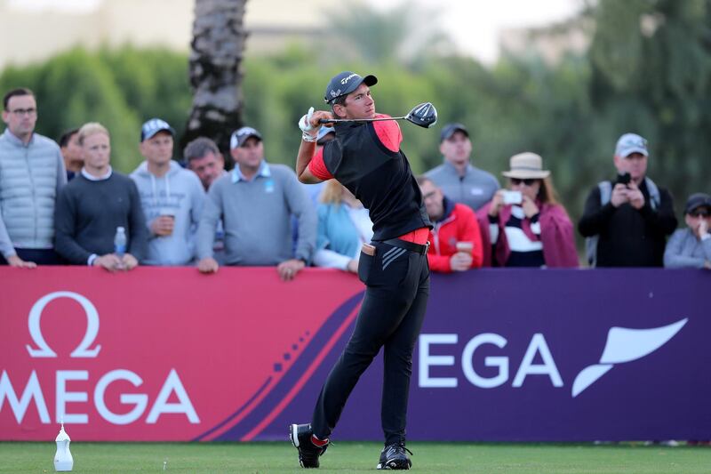 Dubai, United Arab Emirates - Reporter: Paul Radley and John McAuley: Lucas Herbert tees off in the playoff on the 18th hole on the 4th and final day of the Omega Dubai Desert Classic. Sunday, January 26th, 2020. Emirates Golf Club, Dubai. Chris Whiteoak / The National