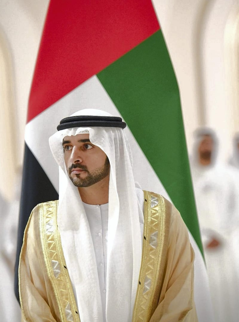 Sheikh Hamdan bin Mohammed, Crown Prince of Dubai, at his wedding in Dubai World Trade Centre on Thursday. Courtesy Dubai Media Office