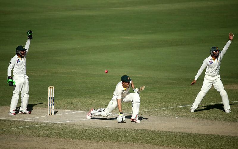 Like some of his teammates on Friday, Mitchell Marsh got off to a good start before being dismissed, trapped leg before wicket by Zulfiqar Babar. Warren Little / Getty Images