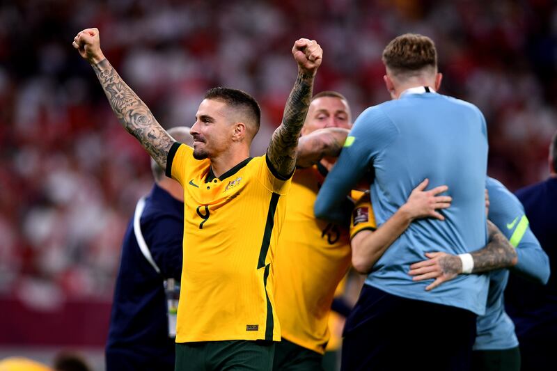 Jamie MacLaren of Australia celebrates. Getty Images