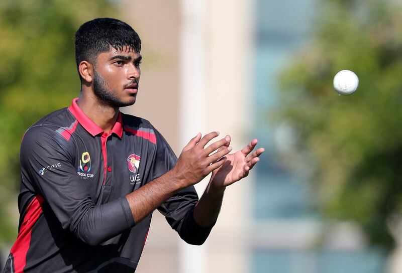 The UAE's Ali Naseer in the game between the UAE and Pakistan during the Under 19 Asian Cup at the ICC Academy, Dubai. Chris Whiteoak/ The National