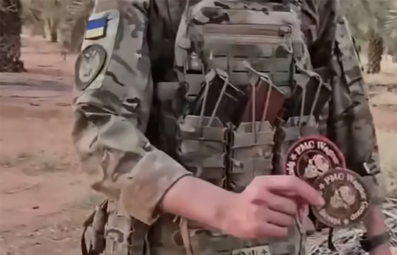 A still from the video released by the Kyiv Post, in which a mercenary states in Russian that he is from the Wagner organisation.