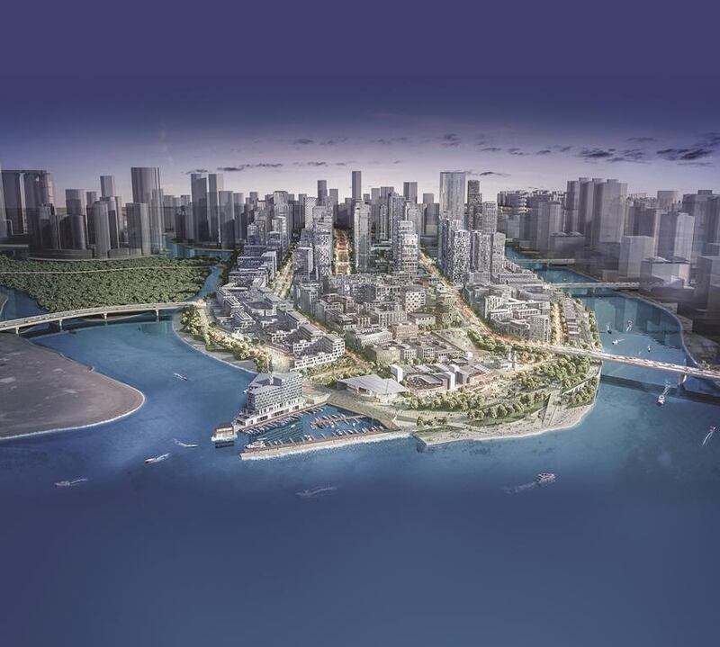 Tamouh Investments has unveiled the masterplan of Reem Downtown, located at the northwestern shores of Reem Island, spanning a total area of 104 hectares. Courtesy Tamouh Investments
