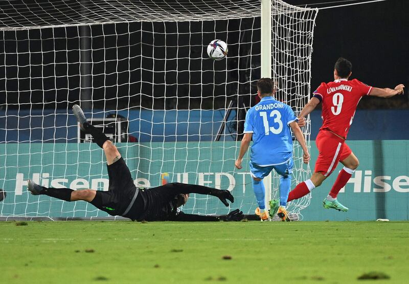 September 5, 2021. San Marino 1 (Nanni 48') Poland 7 (Lewandowski 4', 21', Swiderski 16', Linetty 44', Buksa 67', 90+2', 90+4'): Poland hit San Marino for seven, with Lewandowski, inevitably, scoring twice. Substitute Adam Buksa scored a hat-trick, including two in injury-time, to make it four goals in his first two games for Poland. AP