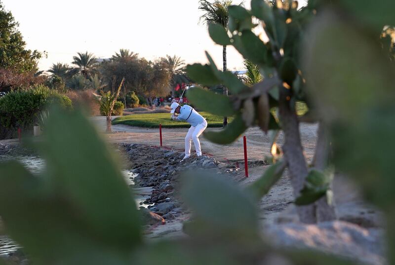 Justin Harding in a tricky spot during Round 1 of the Abu Dhabi HSBC Golf Championship on Thursday, January 16. EPA