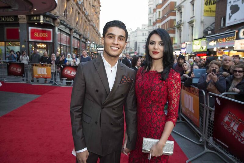 Mohammed Assaf and Lina Qishawi at The Idol’s European premiere in London. Courtesy MBC