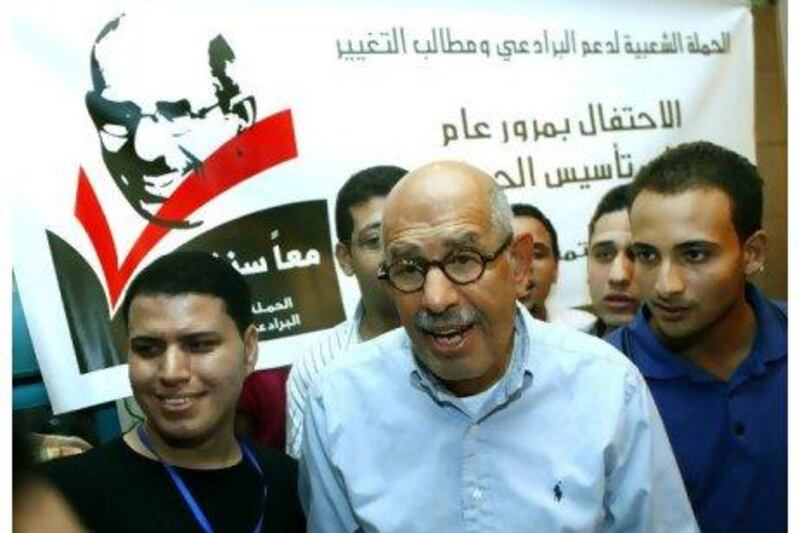 Mohammed ElBaradei with his supporters in Cairo in September.