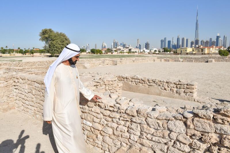 DUBAI, 9th January, 2020 (WAM) -- Sheikh Mohammed bin Rashid, Vice President, Prime Minister and Ruler of Dubai, has visited the Jumeirah Archaeological Site. The site is one of the most historical archeological sites in the UAE and was discovered in 1969. The site belongs to the Abbasid era in the 9th century, when the settlement served as a caravan stop along a trading route connecting Iraq and Oman to India and China. Wam