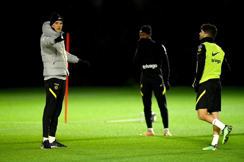 Thomas Tuchel and Christian Pulisic at training.