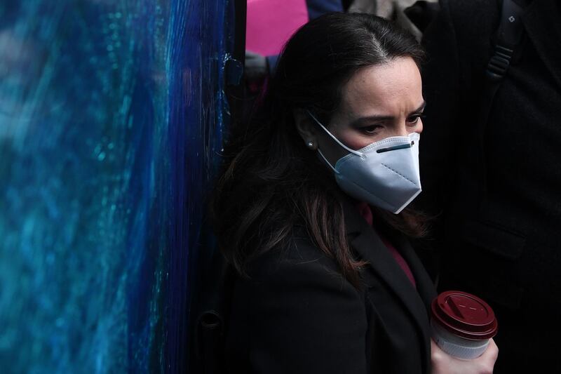 Stella Moris stands outside Westminster Magistrates Court. Getty Images