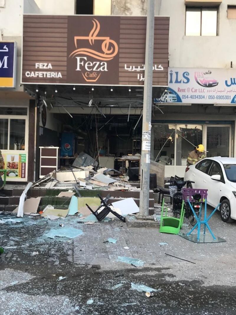 Five people required hospital treatment after a gas explosion at Feza Cafe in Ajman