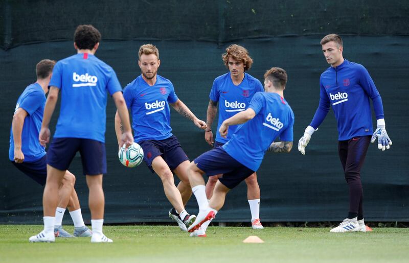 Antoine Griezmann and teammates during training. Reuters