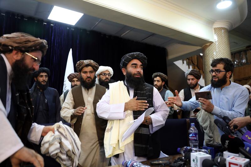 Taliban spokesman Zabihullah Mujahid has said the group plans to prevent Afghan civilians from entering Kabul airport. AP