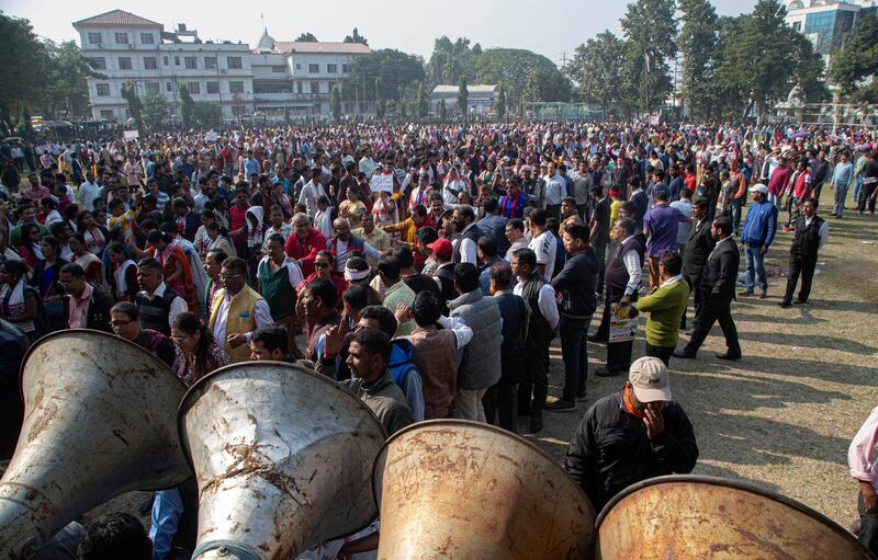Indians gather to join a protest rally against the Citizenship Amendment Act in Gauhati, India. AP Photo