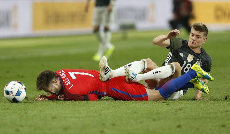 England’s Adam Lallana in action with Germany’s Toni Kroos. Action Images via Reuters / Carl Recine