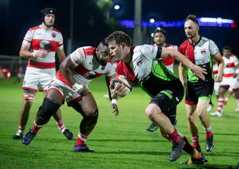 Harlequins and Tigers during the West Asia Premiership game at Zayed Sports City Rugby Fields.  Ruel Pableo for The National