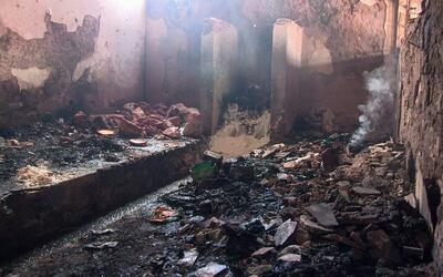Fire damage at the prison in Gitega, Burundi. Thirty-eight prisoners were reported to have died in the blaze. AP 