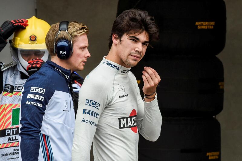 FILE PHOTO: Formula One F1 - Mexican Grand Prix - Qualifying Session - Autodromo Hermanos Rodriguez, Mexico City, Mexico - October 27, 2018. Williams' Canadian driver Lance Stroll walks in the pits. Alfredo Estrella/Pool via Reuters/File Photo