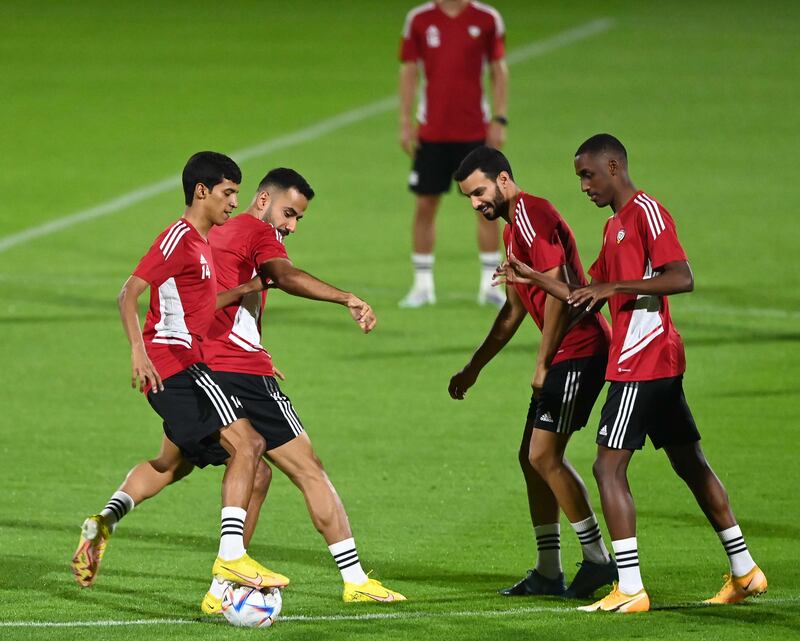 UAE players take part in training.