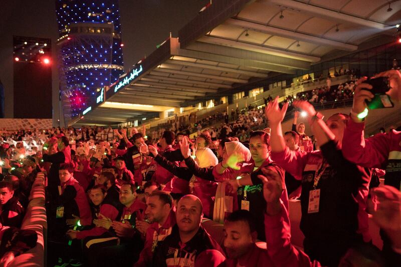 ABU DHABI, UNITED ARAB EMIRATES - March 17, 2018: Participants attend the opening ceremony of the Special Olympics IX MENA Games Abu Dhabi 2018, at the Abu Dhabi National Exhibition Centre (ADNEC).
( Ryan Carter for the Crown Prince Court - Abu Dhabi )