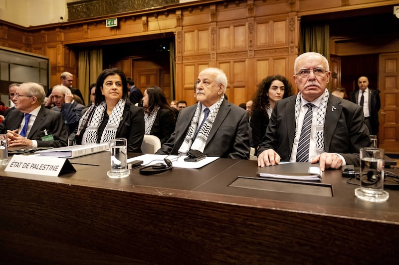 The Palestinian delegation addressed the legal consequences of the Israeli occupation of Palestinian territories during a hearing at the International Court of Justice in The Hague, The Netherlands. EPA