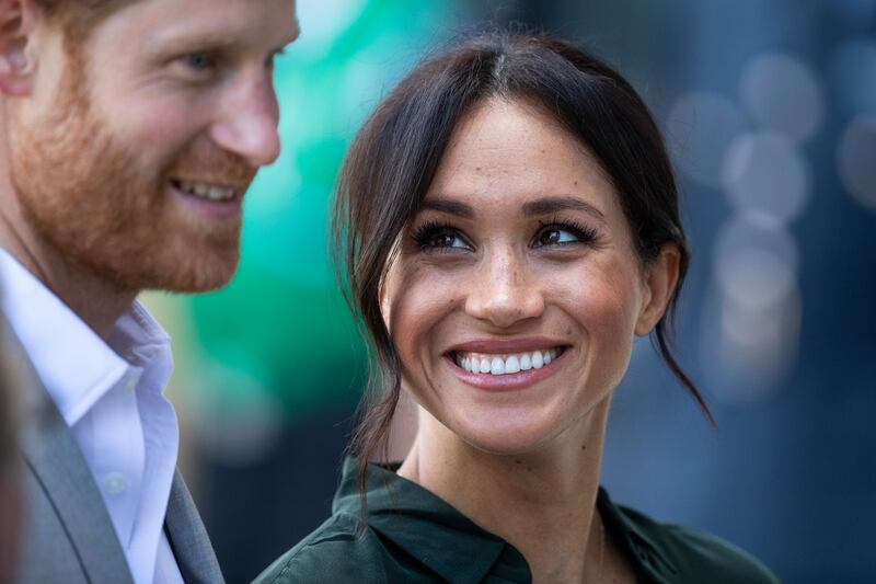 Prince Harry and Meghan arrive at the University of Chichester's Engineering and Digital Technology Park during an official visit to West Sussex in October 2018. Getty