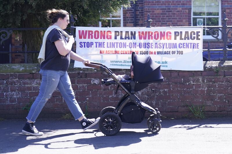 A banner in Linton-on-Ouse, North Yorkshire, calling for the plan to be overturned. PA