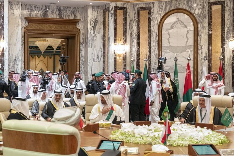 MECCA, SAUDI ARABIA - May 30, 2019: HH Sheikh Mohamed bin Zayed Al Nahyan, Crown Prince of Abu Dhabi and Deputy Supreme Commander of the UAE Armed Forces (), heads the UAE delegation to the Gulf Cooperation Council (GCC) emergency summit in Mecca.

( Rashed Al Mansoori / Ministry of Presidential Affairs )
---